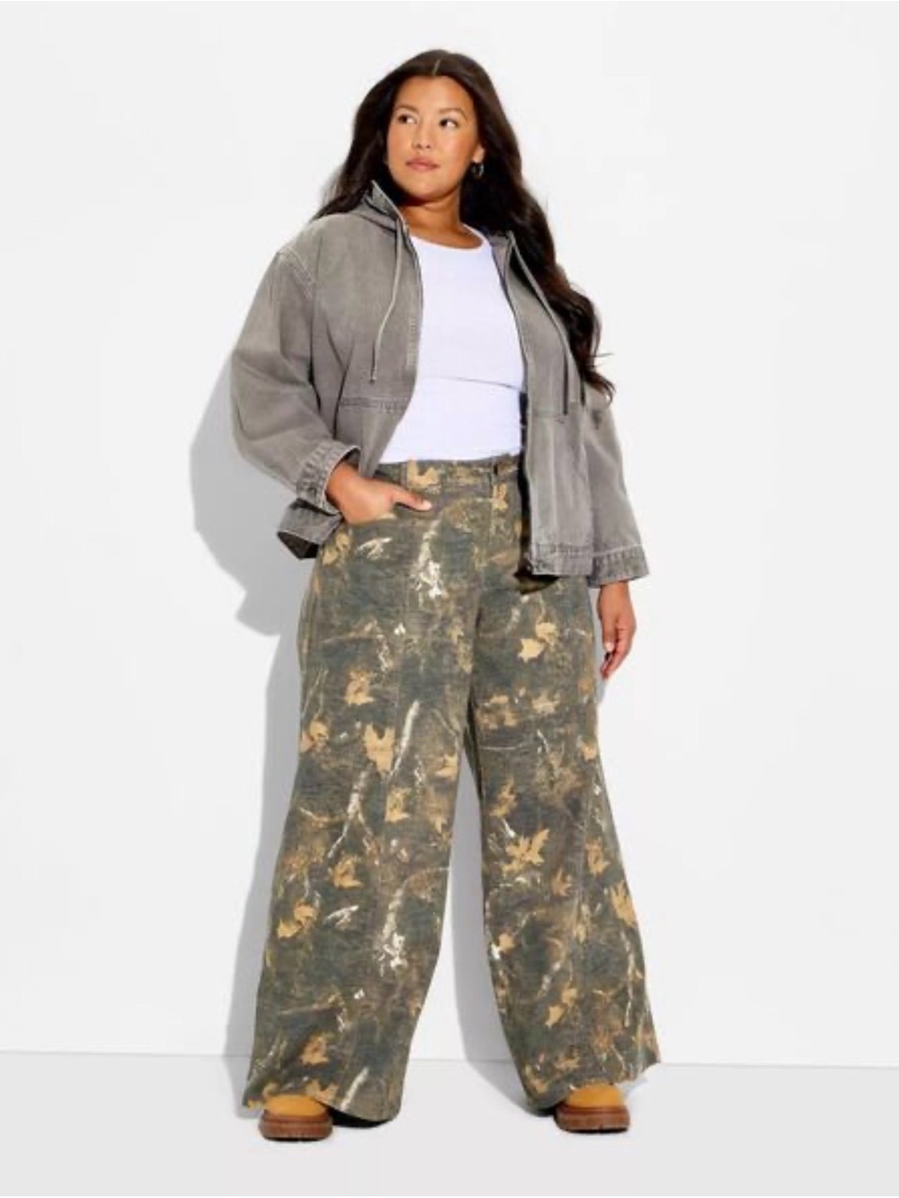 wild fable - Olive and Beige Wide-Leg Tie-Dye Cargo Pants